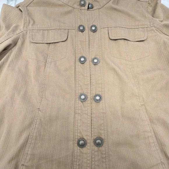 Y2K Live A Little Jacket Womens XL Khaki Concho Button Western Utility - Picture 3 of 11